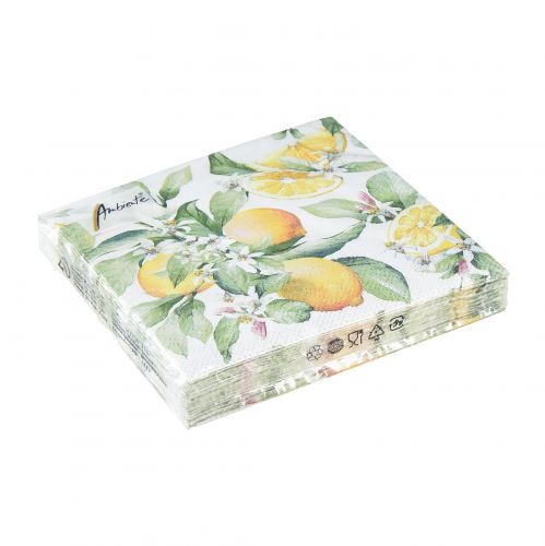 Floristik24 Ubrousky letní dekorace na stůl citron dekorace 25x25cm 20 ks