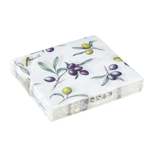 Floristik24 Ubrousky stolní dekorace letní olivově zelená fialová 25x25cm 20 ks