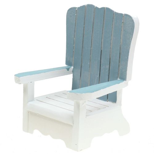 Dekorativní židle ze dřeva bílo-tyrkys-šedá H16cm
