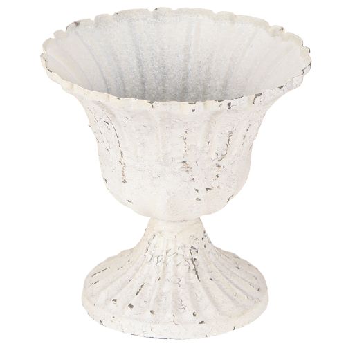 Floristik24 Dekorace Shabby Chic Kovový pohár Bílý Ø12cm H12cm
