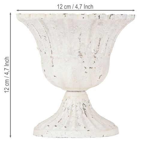 Floristik24 Dekorace Shabby Chic Kovový pohár Bílý Ø12cm H12cm