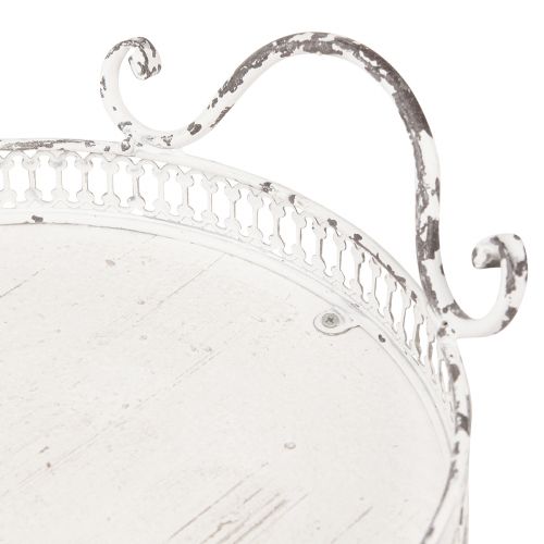 položky Shabby Chic oválný podnos s uchy bílý 36/45cm sada 2 kusů