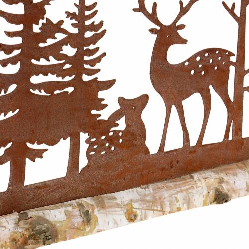 Floristik24 Silueta lesa s nerezovými zvířátky na dřevěném podstavci 57cm x 25cm