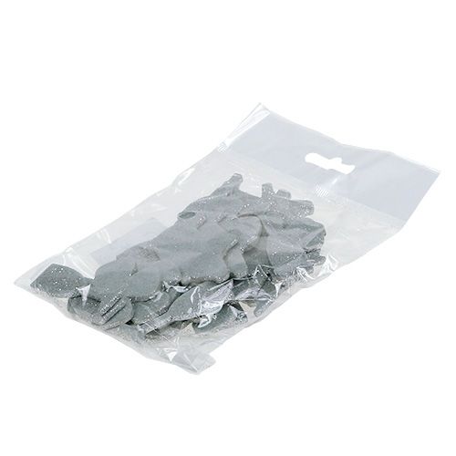Floristik24 Silvestrovská dekorace mix stříbro se slídou 4cm - 5cm 24 ks