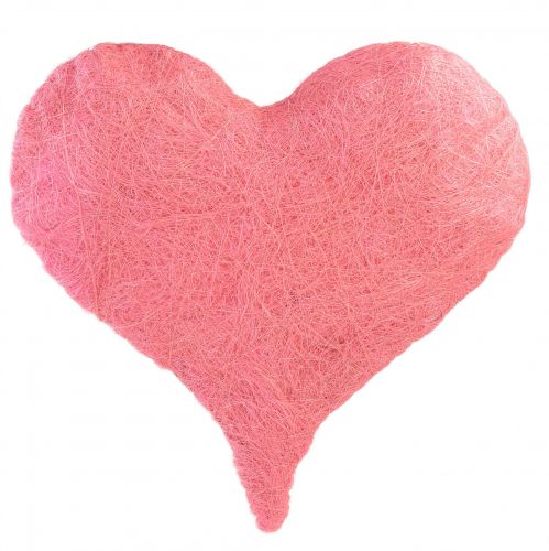 Dekorace srdce se sisalovými vlákny světle růžové sisalové srdce 40x40cm