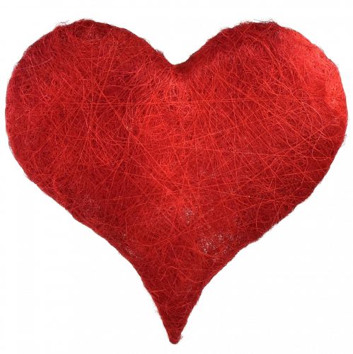 Dekorace srdce sisalové srdce se sisalovými vlákny v červené barvě 40x40cm