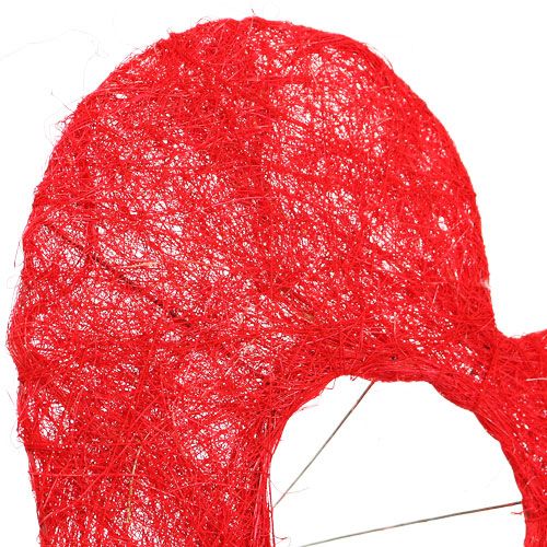 položky Manžeta sisalové srdce 20cm červené srdce dekorace sisalová květina 10 kusů