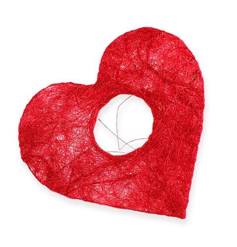 Floristik24 Manžeta sisalové srdce 10cm červená 12ks