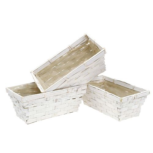 položky Sada košů na třísky čtvercový bělený 20cm x 11cm 8 kusů