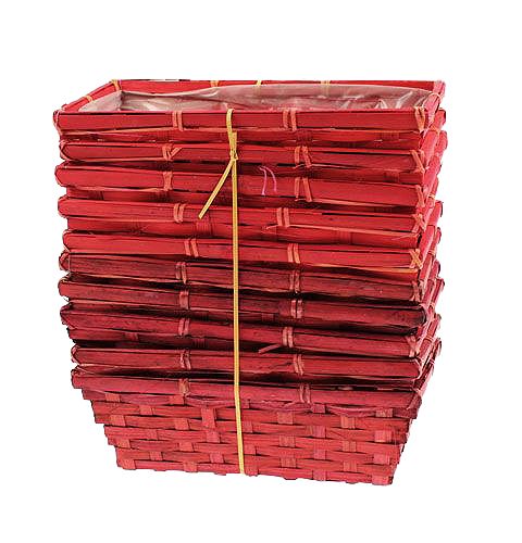 Floristik24 Sada košíčků na třísky čtvercový červený 25x12x9cm 10ks
