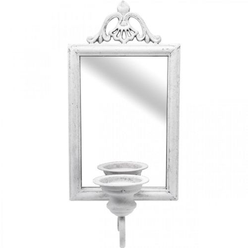 Floristik24 Zrcadlový starožitný efekt se svícnem White Metal Shabby H50cm