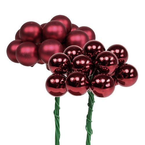 položky Mini vánoční koule červená, růžové skleněné zrcadlové bobule Ø20mm 140 ks