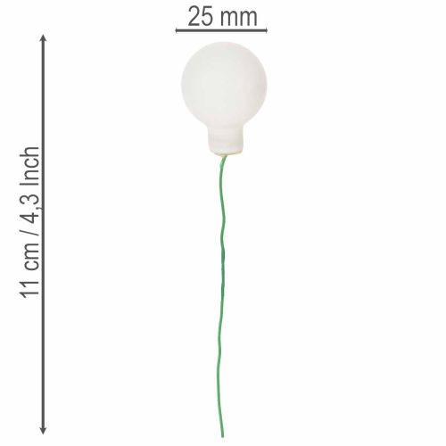 Zrcadlové mini skleněné kuličky na drátu s motivem bobulí, bílé, 25 mm, 140 kusů | Floristik24.cz
