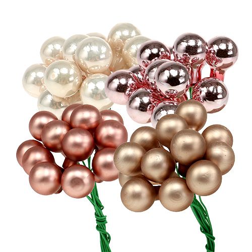 Floristik24 Zrcadlové bobule smetanovo-růžový mix 15mm 140p