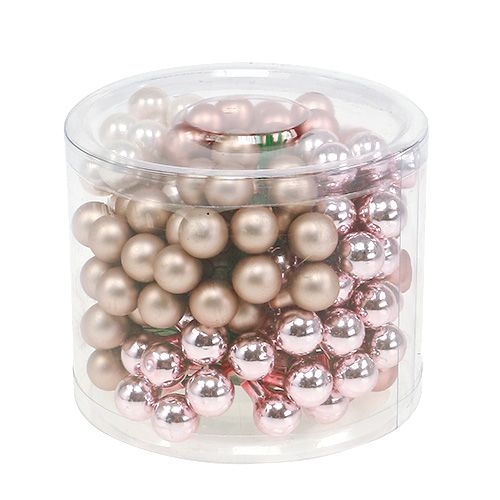 Floristik24 Zrcadlové bobule smetanovo-růžový mix 15mm 140p