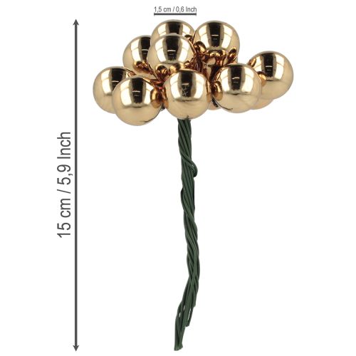 položky Zrcadlové bobule Ø1,5cm hnědo-zlaté 140 ks