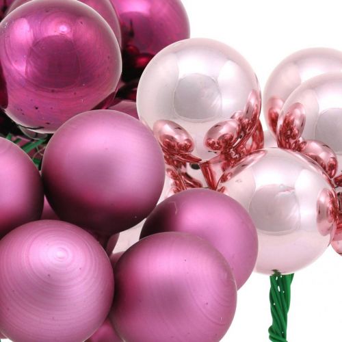 Floristik24 Mini vánoční koule růžové bobule zrcadlo bobule sklo Ø25mm 140p