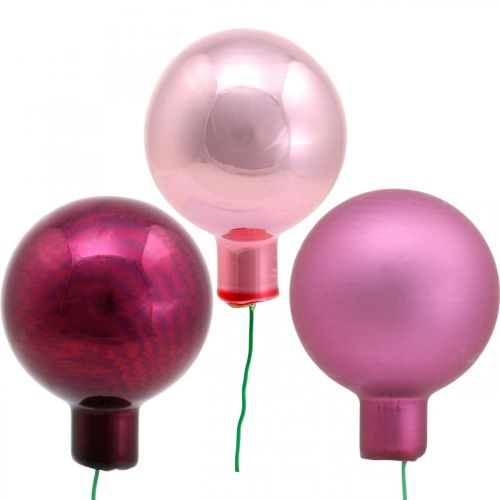 Floristik24 Mini vánoční koule růžové zrcadlo bobule sklo Ø40mm mix 32ks