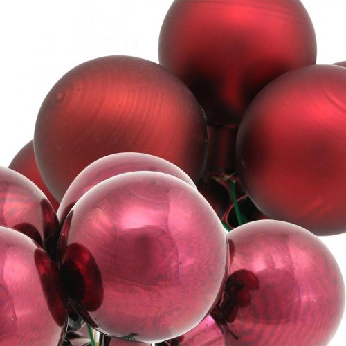 položky Mini vánoční koule červená, růžové skleněné zrcadlové bobule Ø40mm 32ks
