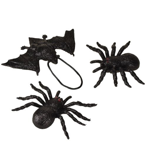 položky Figurky pavouka a netopýra černé 10 cm, 14 cm 3 díly