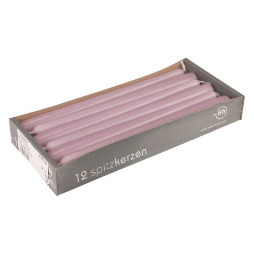 Floristik24 Kuželové svíčky Wenzel svíčky lila 250/23mm 12 ks