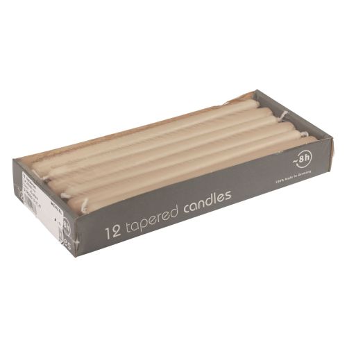Floristik24 Kuželové svíčky Wenzelovy svíčky béžové 250/23mm 12 ks