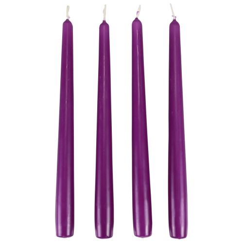 Floristik24 Svíčky kuželové Svíčky Wenzel fialové 250/23mm 12 ks