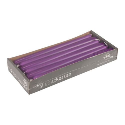 Floristik24 Svíčky kuželové Svíčky Wenzel fialové 250/23mm 12 ks