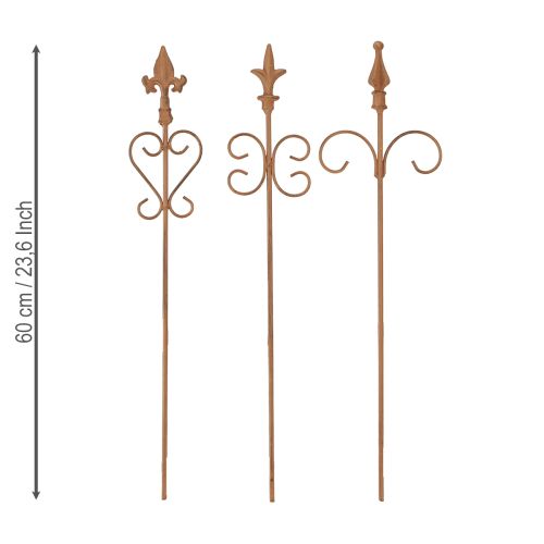 Floristik24 Vintage zahradní dekorace Stick Edelrost Decoration Assorted 58cm 3ks