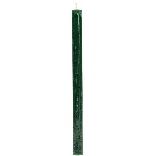 Floristik24 Kuželová svíčka tmavě zelená jednobarevná 34 x 240 mm 4 ks