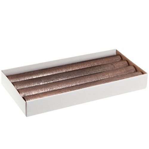 Floristik24 Kuželové svíčky jednobarevné měděné lakované 34x300mm 4 ks