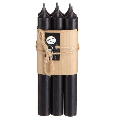 položky Kuželové svíčky svíčky černá dekorace na svíčku Ø21mm 170mm 6 ks
