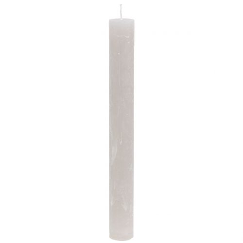 Floristik24 Kuželové svíčky jednobarevné šedé 34mm x 300mm 4 ks