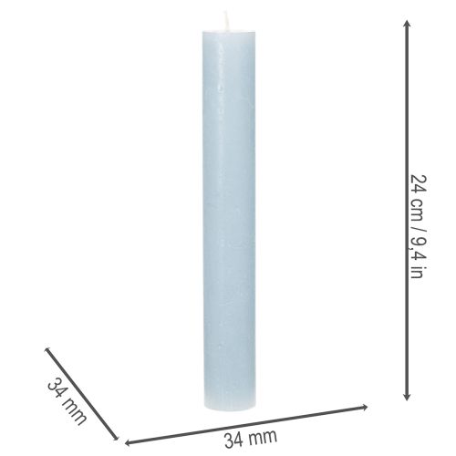Modrá kuželová svíčka na svícny a dekoraci stolu, 34x240mm, 4 kusy | Floristik24.cz
