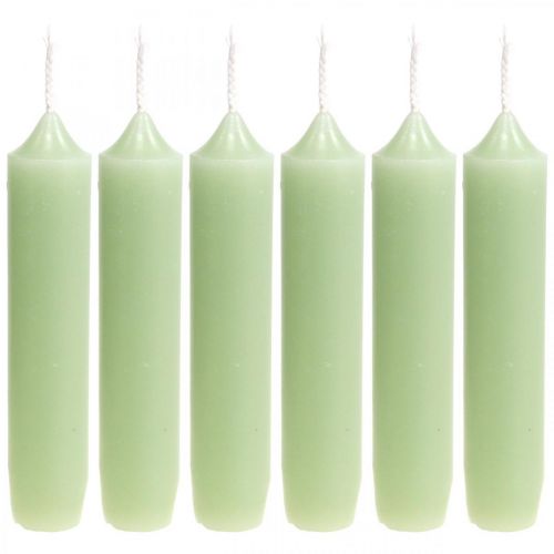 Floristik24 Svíčky krátké zelené svíčky mint Ø22/110mm 6ks