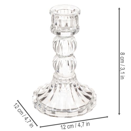 Průhledný svícen, klasický design, dekorace na stůl, 12 cm, 2 kusy | Floristik24.cz