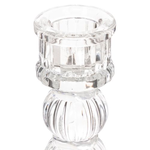 Průhledný svícen, klasický design, dekorace na stůl, 12 cm, 2 kusy | Floristik24.cz