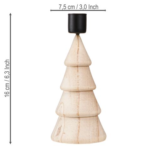 položky Dřevěný svícen na vánoční stromeček, přírodní, V16cm, 2 ks