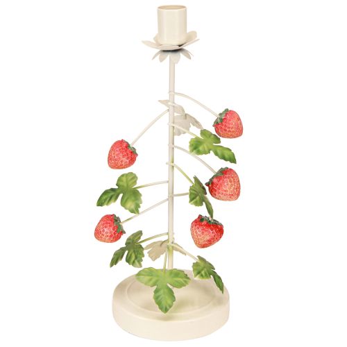 Floristik24 Svícen kovový jahodová dekorace krémový kulatý V26cm