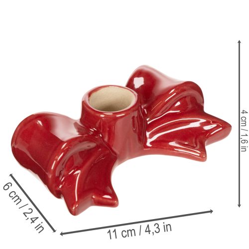 Červené svícny ve tvaru mašle pro kuželovité svíčky o průměru 11 cm, 2 kusy | Floristik24.cz