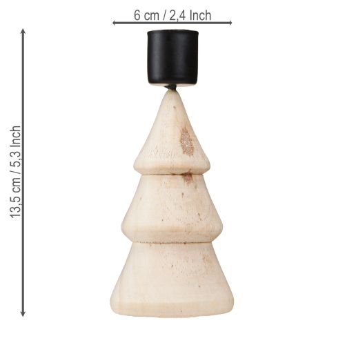položky Svícen vánoční dekorace na stromeček ze dřeva, přírodní, V13cm, 4 ks