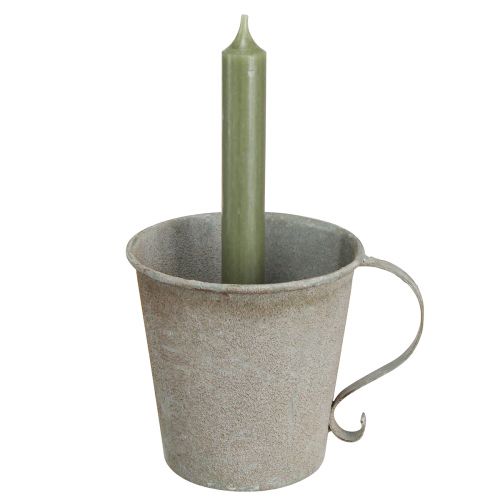 položky Kuželový svícen vintage šálek dekorativní šedý Ø11cm H11cm