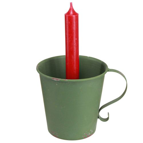 položky Kuželový svícen vintage šálek dekorativní kovový zelený Ø11cm V11cm