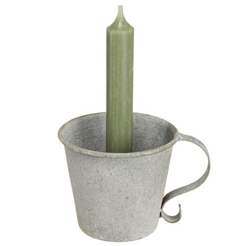 položky Kuželový svícen vintage svícen kovový šedý Ø9,5cm V8cm 3ks