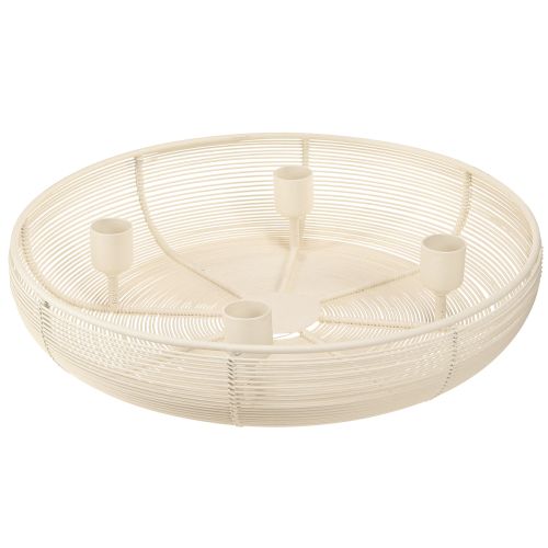 Svícen na 4 svíčky, miska na svíčku krémová Ø29cm