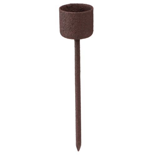 Floristik24 Držák na svíčku na ucpání rezavě hnědý Ø22mm H10,5cm 12 ks