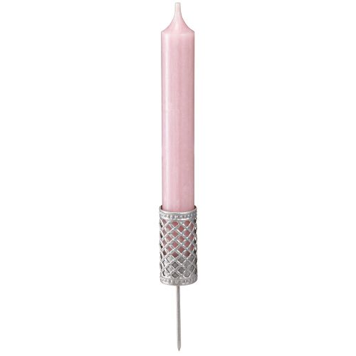 položky Držák na svíčku tyčový na zacvaknutí stříbrně šedý Ø24mm H10cm 4 ks