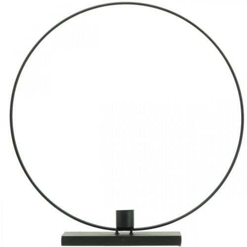 Floristik24 Ozdobný prsten kovový svícen deco loop černý Ø30cm