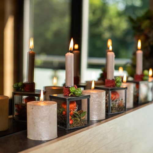 Floristik24 Svícen kovový umělecký skleněná vintage kostka mosaz 7,5cm