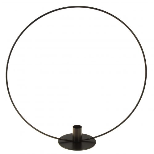 položky Svícen kovový černý ozdobný kroužek na stání Ø35cm